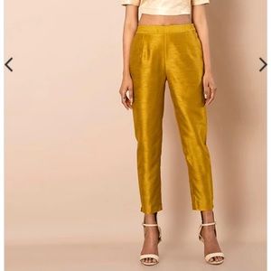House of Indya Mustard Silk Fitted Pants